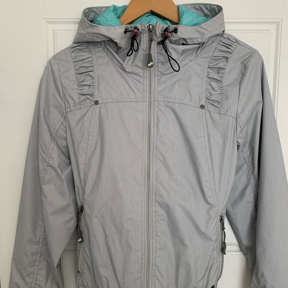 Light gray orb rain jacket